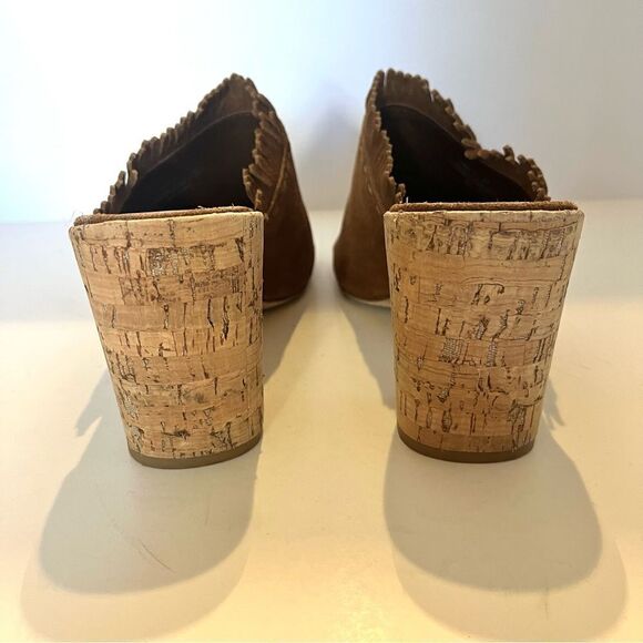 Tory Burch Huntington Camel Suede Fringe Slide Mules in Tan Size 8 - Picture 9 of 13